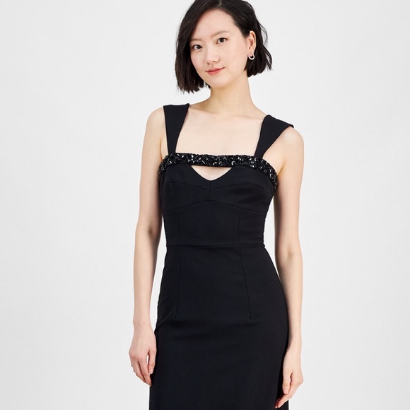 Dresses & Skirts - Taylor Black Evening Formal Dress with Beaded Neckline